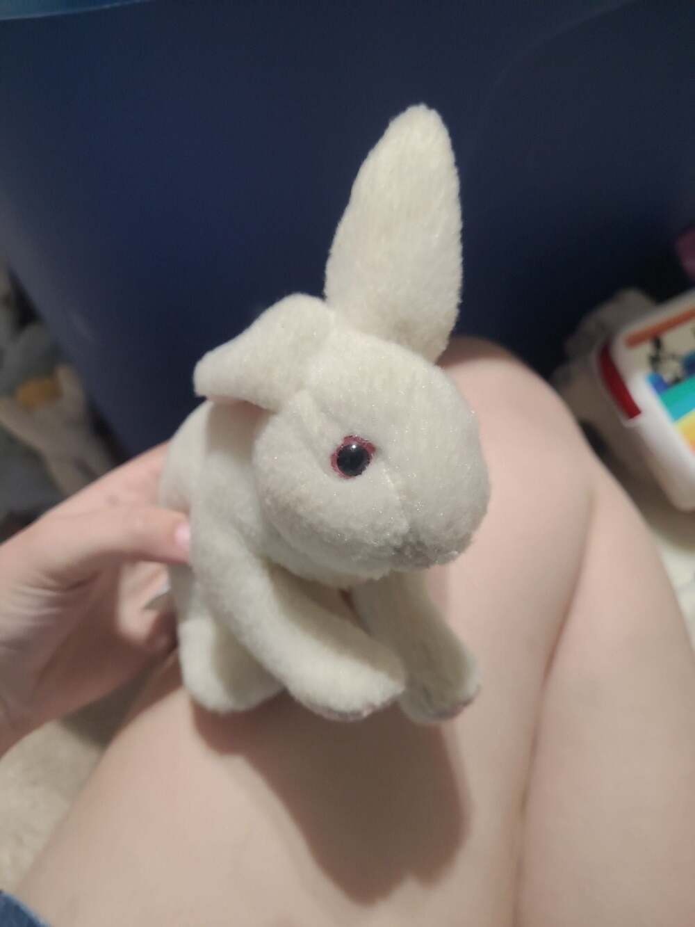 Inter-American Products White Rabbit Plush Stuffed Animal with Pink Eyes